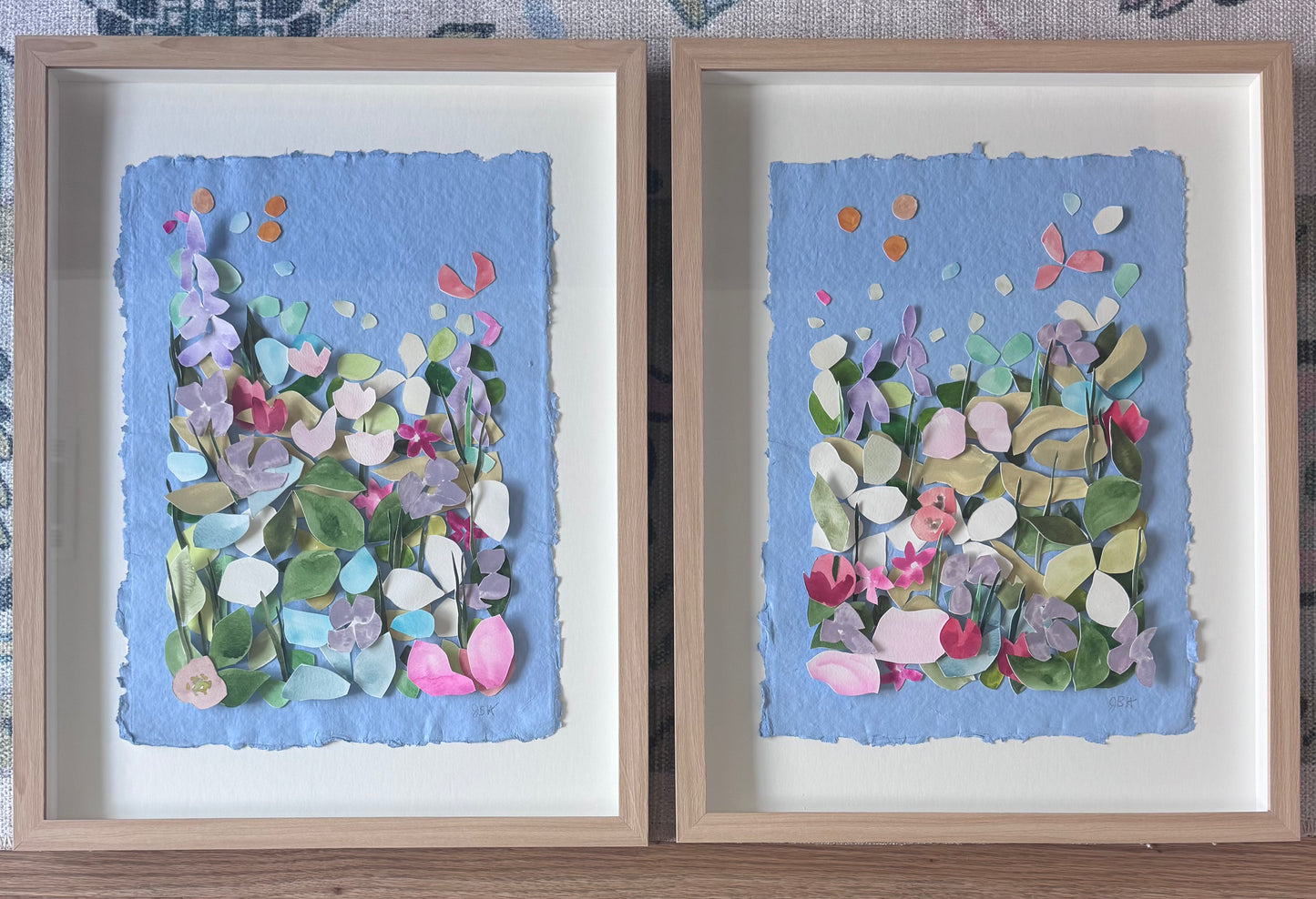 Blue Floral Meadow Diptych No. 1