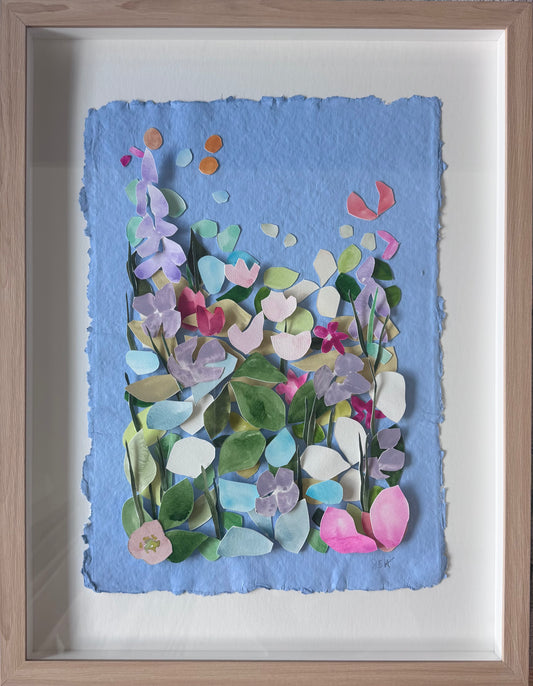 Blue Floral Meadow Diptych No. 1