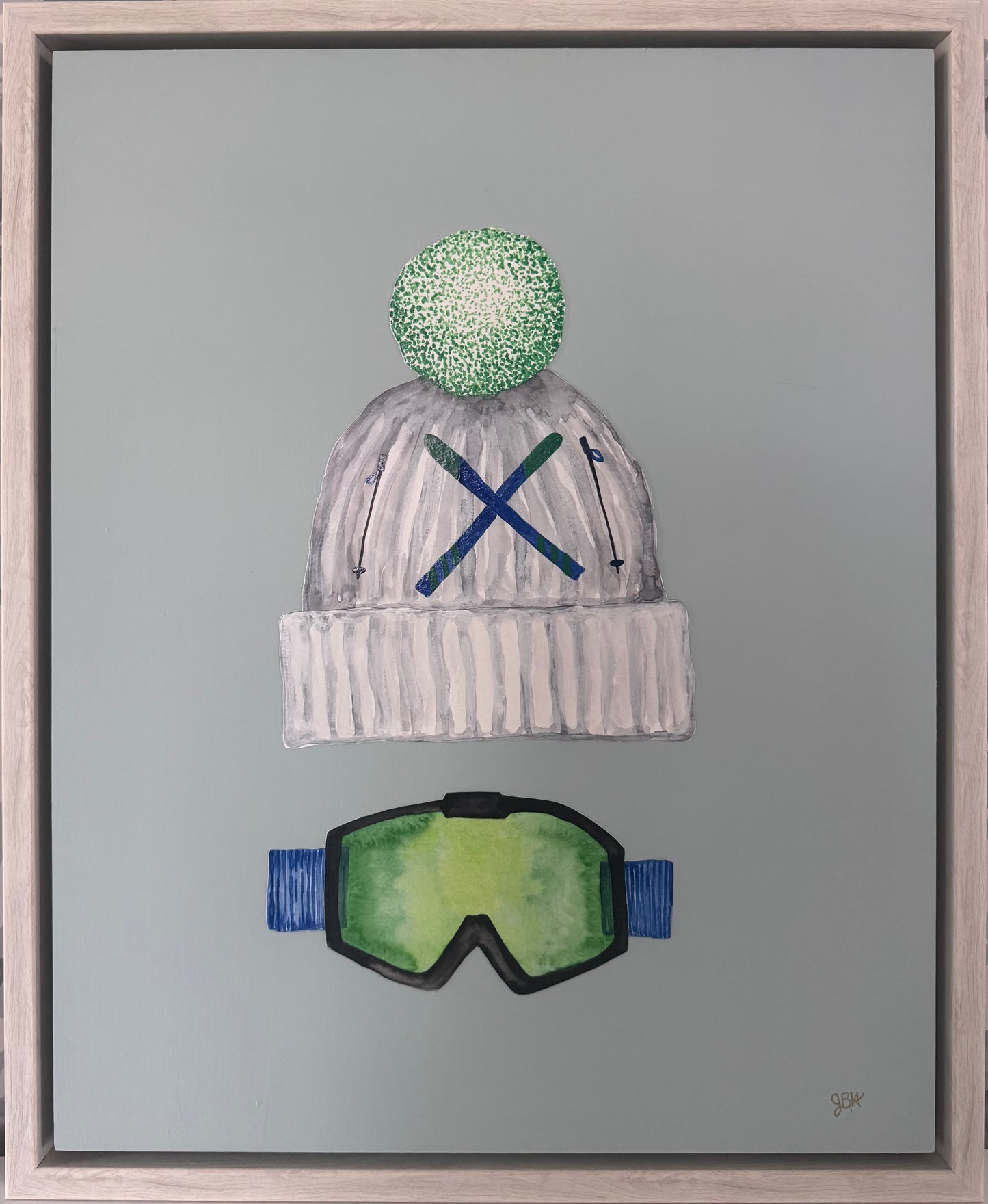Oversized Ski Hat & Googles - White