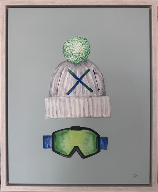 Oversized Ski Hat & Googles - White